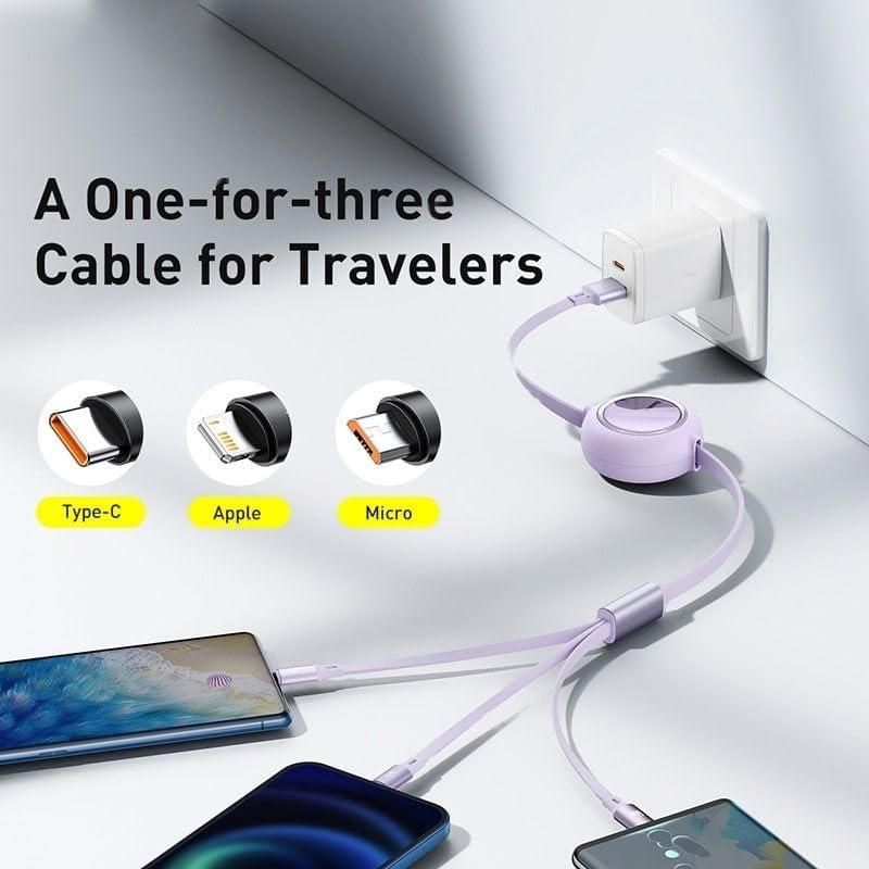 SmarkLabs Multifunction 3-in-1 Retractable USB Cable (100W, 1.2m)