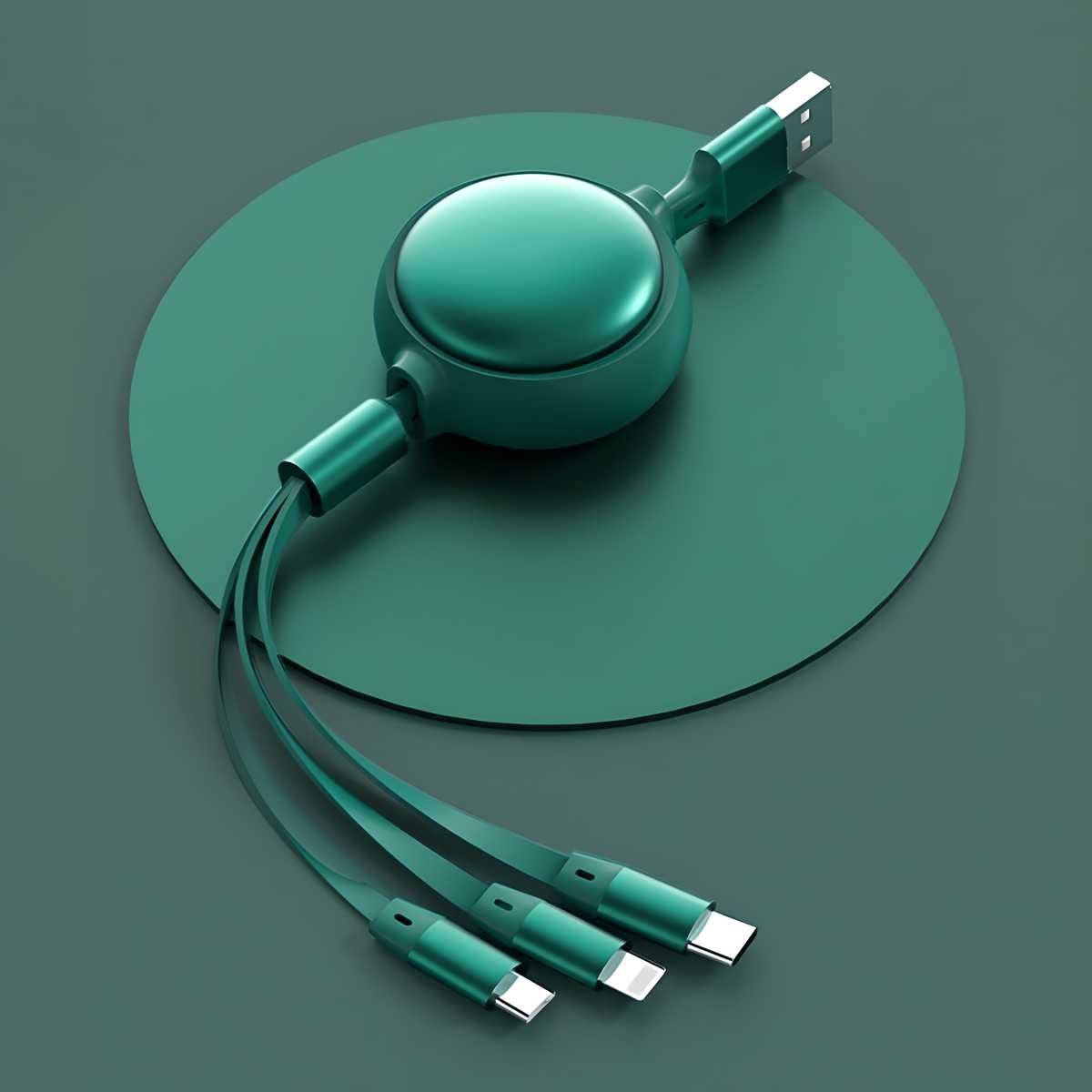 SmarkLabs Multifunction 3-in-1 Retractable USB Cable (100W, 1.2m)