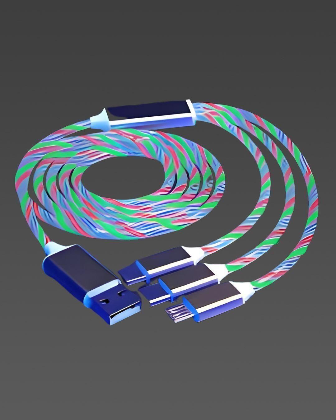 Fast 3 in 1 Multiple Pin With LED Light Magnetic Charging Charging USB