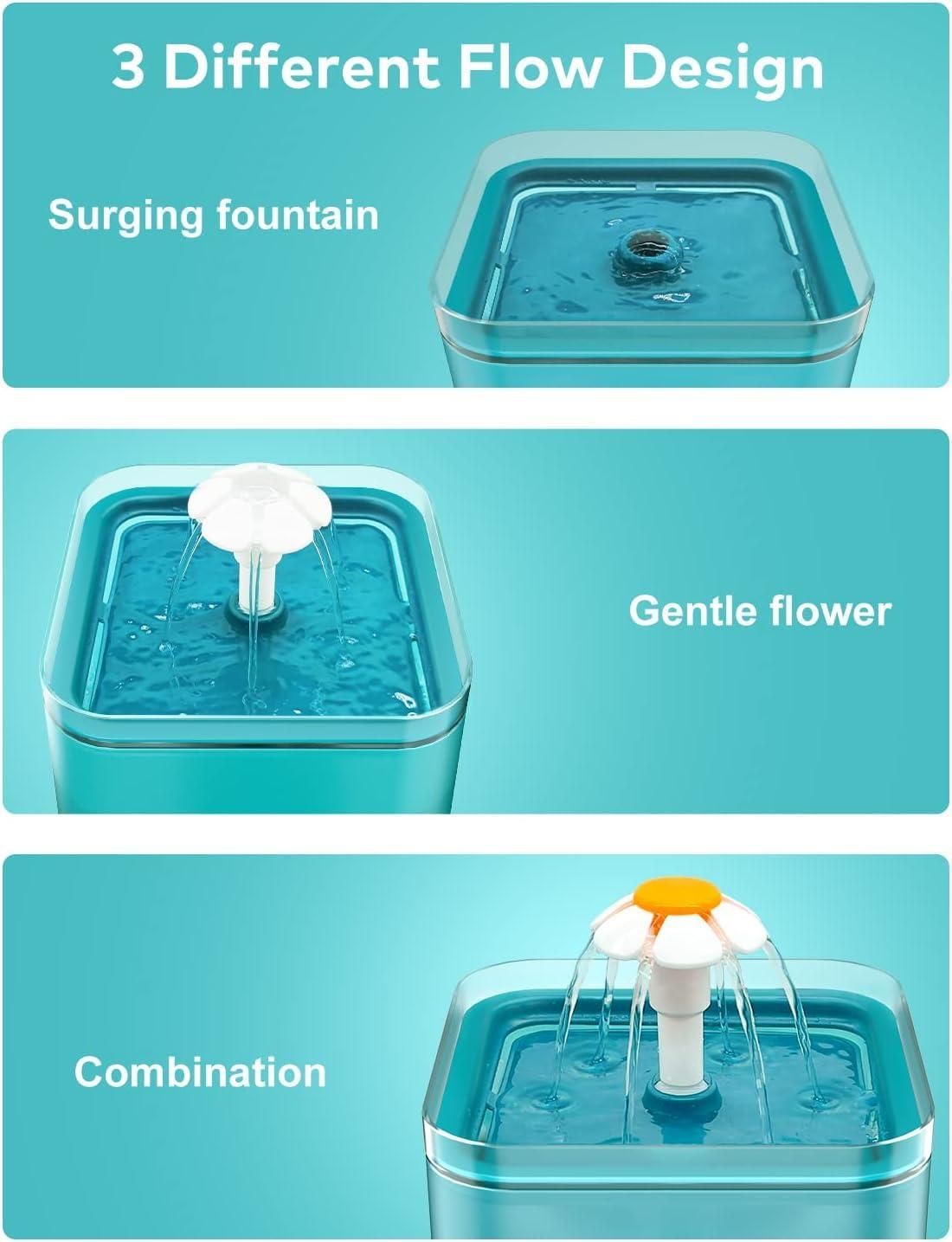 Cats and Dogs 2L Water Fountain – Flower Design for Cats & Puppies