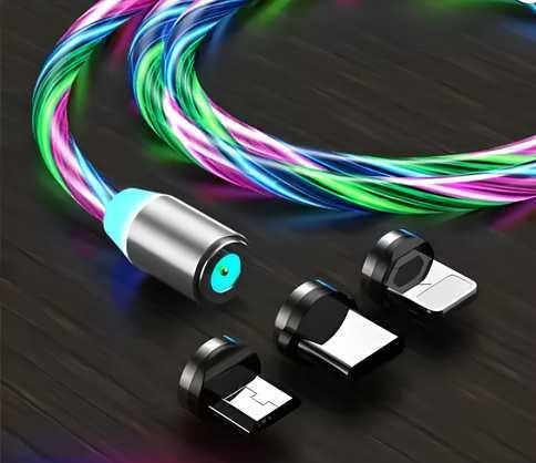Fast 3 in 1 Multiple Pin With LED Light Magnetic Charging Charging USB