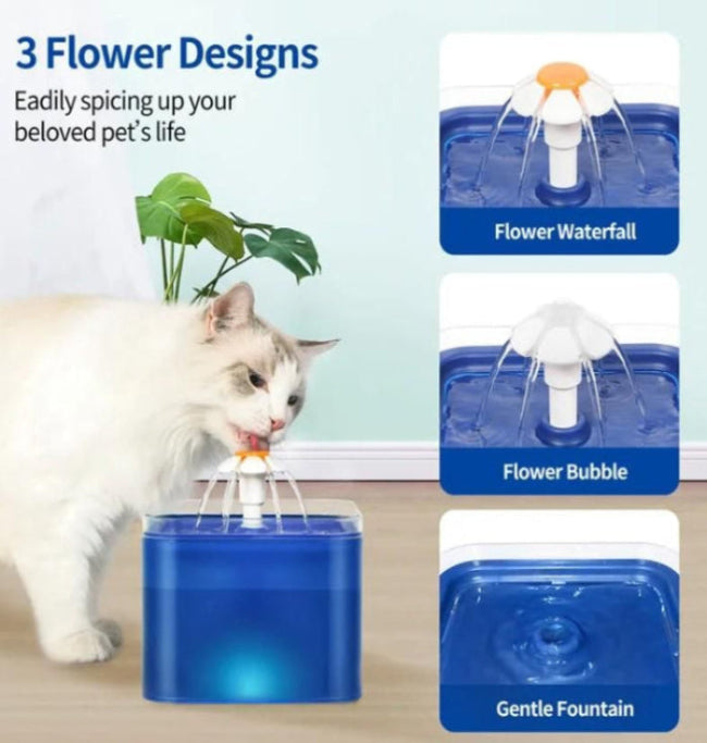 Cats and Dogs 2L Water Fountain – Flower Design for Cats & Puppies