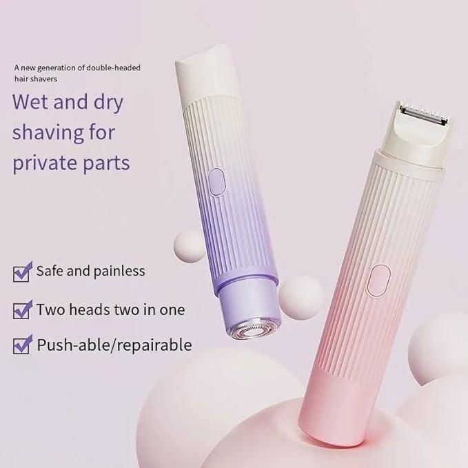 Razors for Women, 2 in 1 Dual-Head Electric Body Hair Trimmer Shaver for Women's Grooming, Waterproof Wet & Dry Pubic Hair Trimmer for Women Legs Bikini Underarms Hair Painless Remove