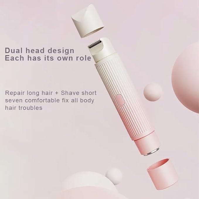 Razors for Women, 2 in 1 Dual-Head Electric Body Hair Trimmer Shaver for Women's Grooming, Waterproof Wet & Dry Pubic Hair Trimmer for Women Legs Bikini Underarms Hair Painless Remove