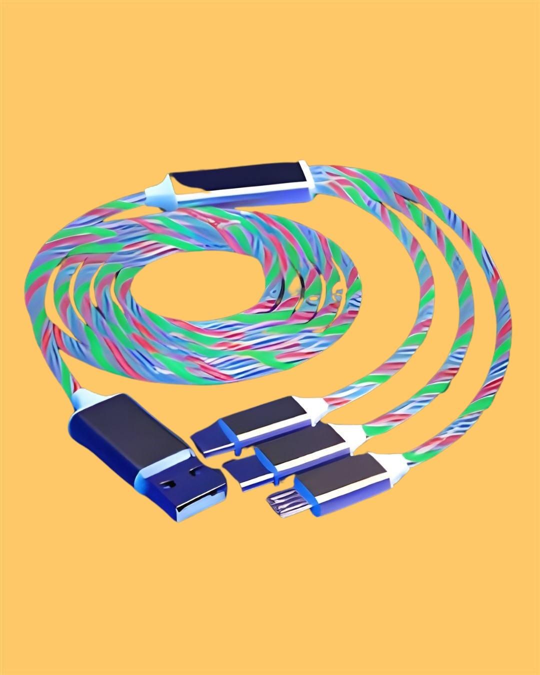 Fast 3 in 1 Multiple Pin With LED Light Magnetic Charging Charging USB